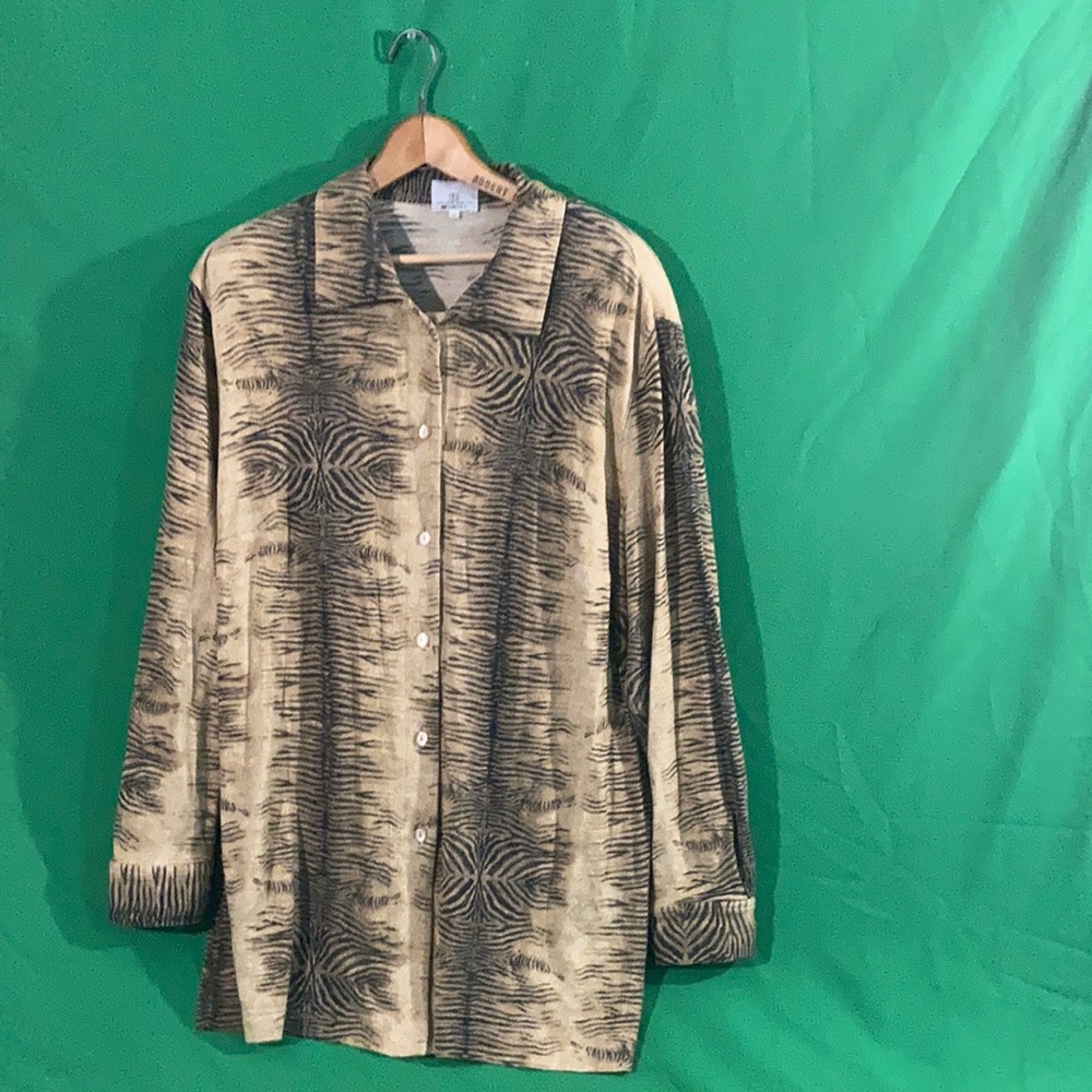 Vintage animal print wool blend button down